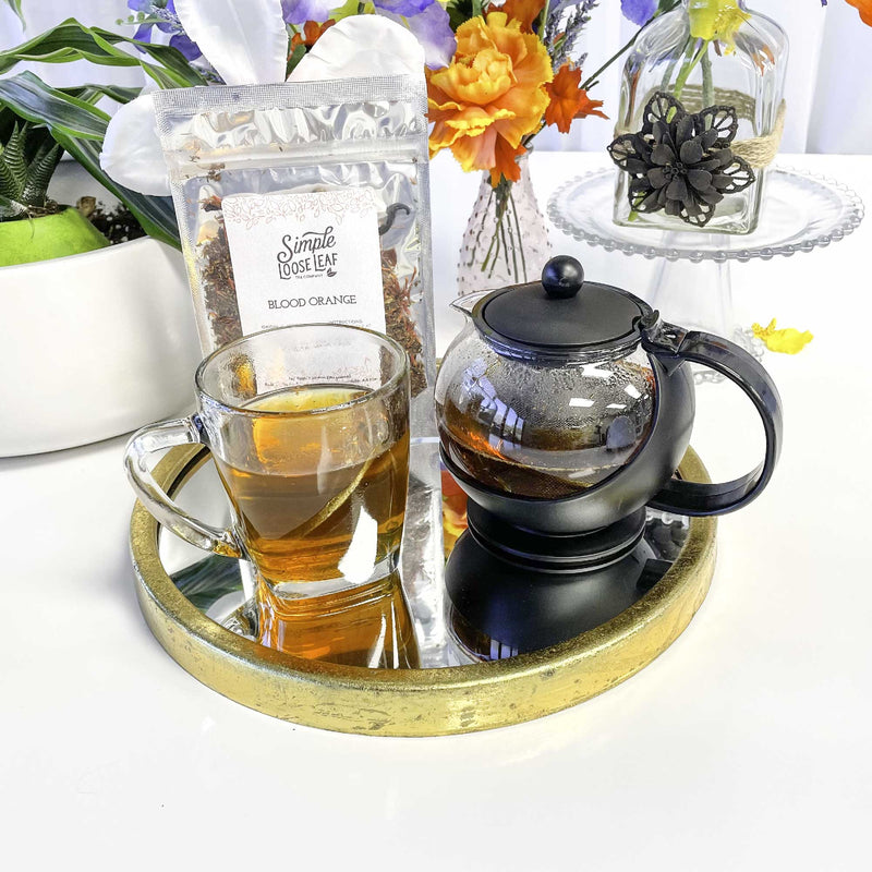 Teapot Starter Kit - 25 oz Glass Teapot plus 4 oz of Premium Loose Leaf Tea